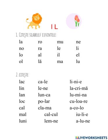 Fișă de citit -l, L