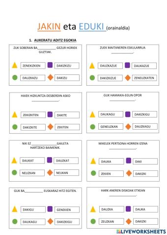 JAKIN eta EDUKI orainaldian