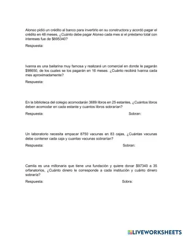 Problemas con división