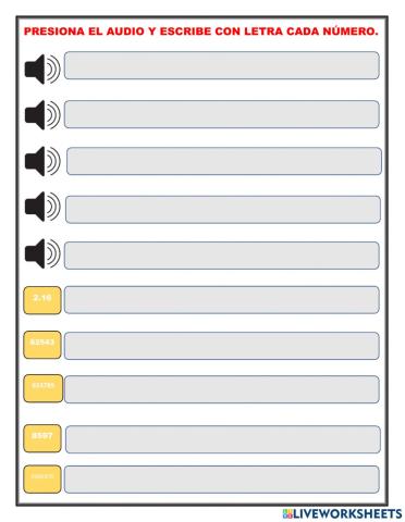 Escritura de números enteros y decimales