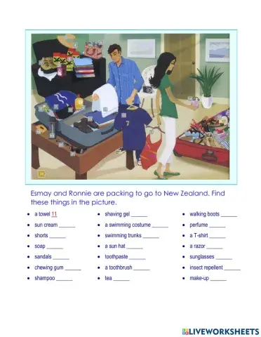 Vocabulary - what to pack?