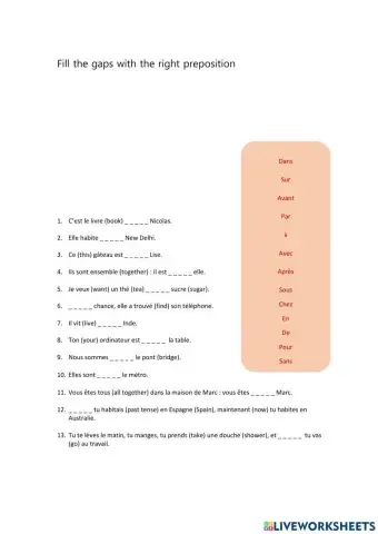 Prepositions (french)
