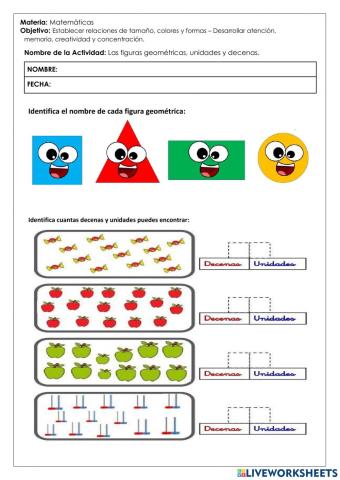 Figuras geométricas, unidades y decenas