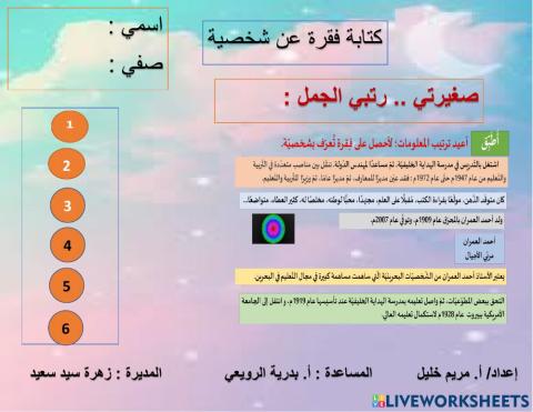 كتابة فقرة عن شخصية