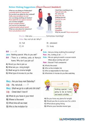 (8) 1.Ünite Davet Etmeden Önce sorulan Kullanılan İfadeler ve Sorular