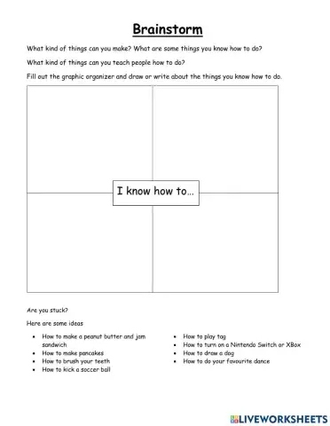 Procedural Writing - Brainstorming graphic organizer