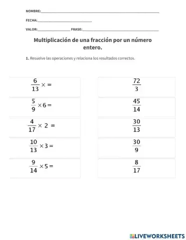 Multiplicación de numeros enteros por una fracción