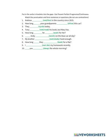 Present perfect progressive