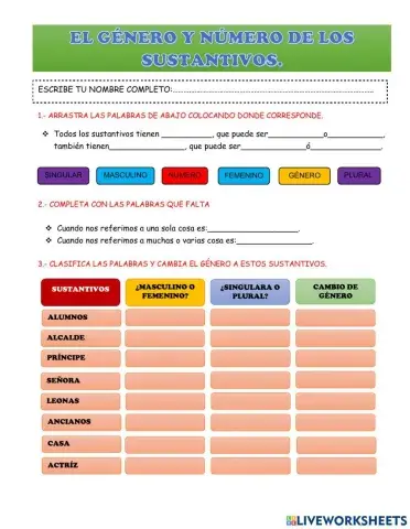 Género y número de los sustantivos