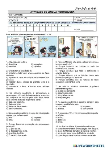 Interpretação - reforço MAFALDA E O PAI