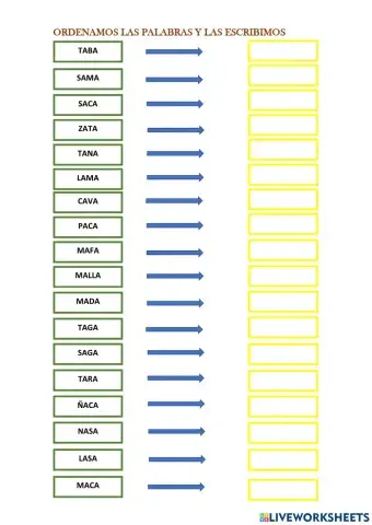 Palabras desordenadas