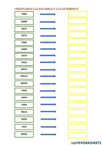 Palabras desordenadas