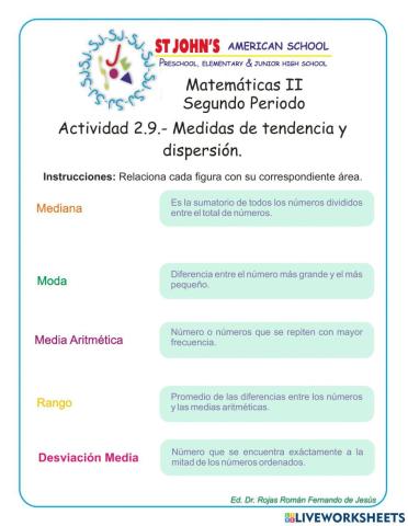 Medidas de tendencia y dispersión