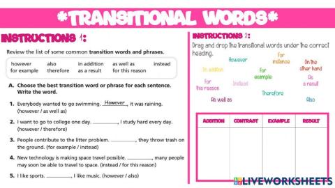 Transitional words