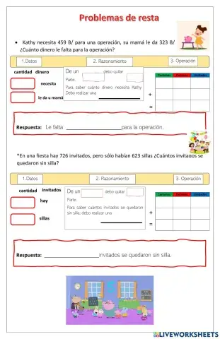 Problemas de resta simple