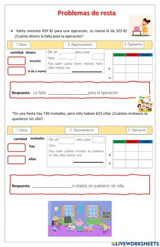 Problemas de resta simple