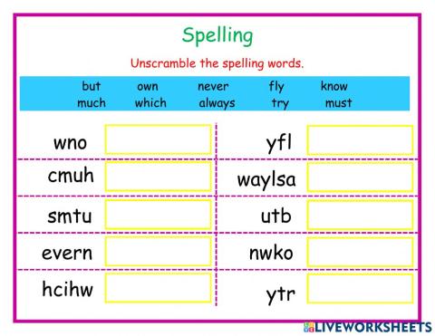 Speling April 19 unscramble 