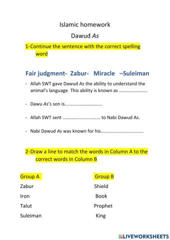 The prophet Dawud As