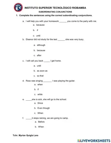 Subordinating conjunctions