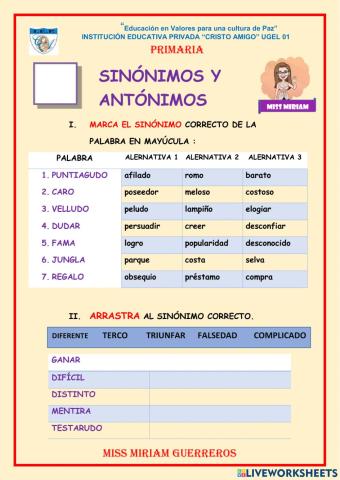 Sinónimo y antónimos