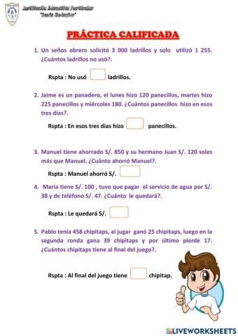 Problemas de adición y sustracción