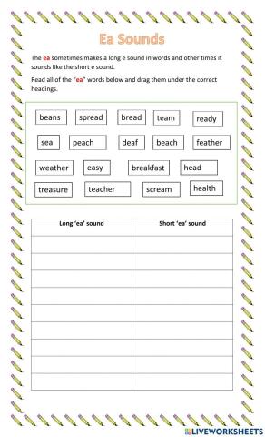 Phonics - Vowel digraph ea sounds