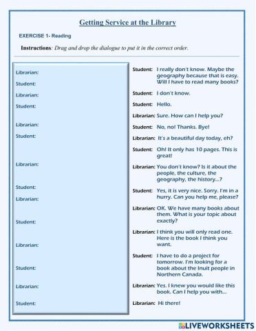 Community Services - Dialogue: At the library