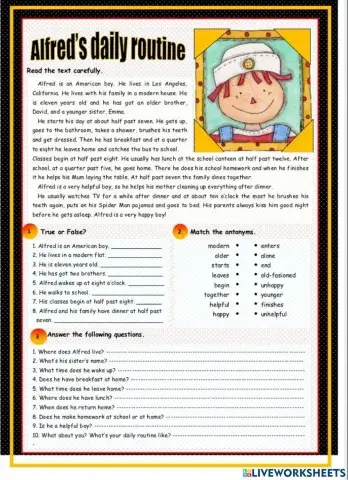 Alfred's daily routine