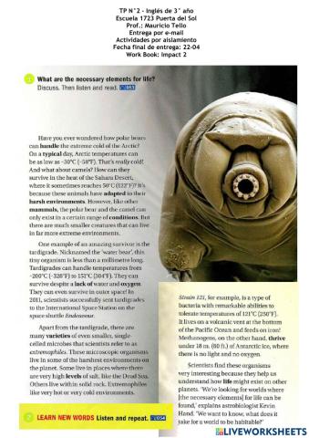 TP2 3rd year U5 Reading and Vocabulary