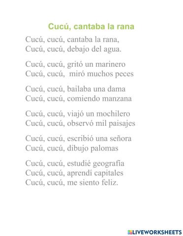 Cucú, cantaba la rana