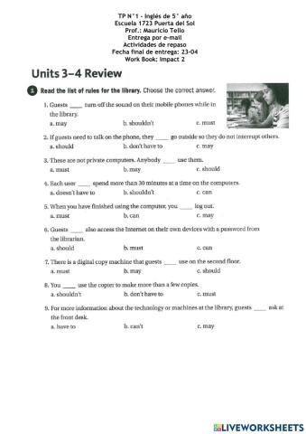 TP1 5th year U3-4 review
