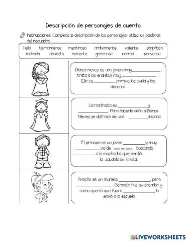 Descripción de personajes