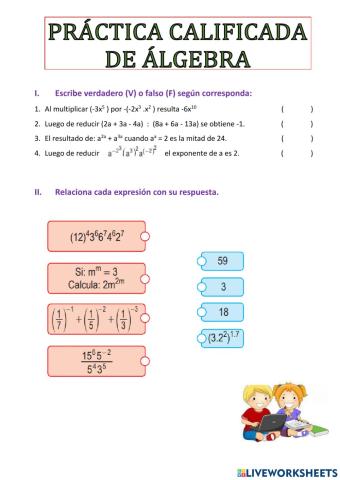 Practica de exponentes, radicacion y ecuaciones transcentes