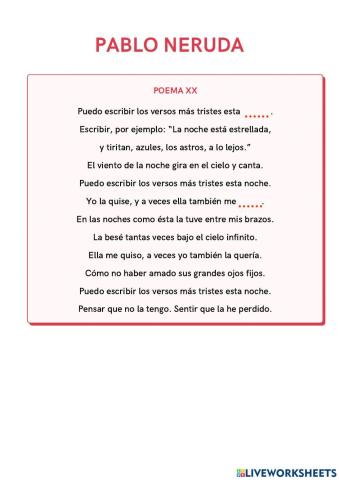 Poema XX - Pablo Neruda