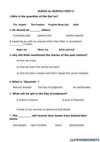 Surah al burooj part 3