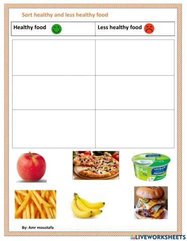 Sorting healthy food and less healthy food