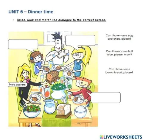 Unit 6 - Dinner time, Star family's dinner