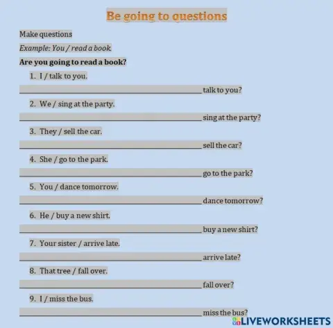 Be going to (questions)