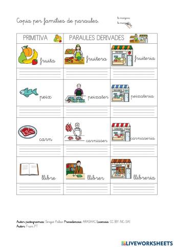 Copiar families de paraules.