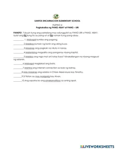 Filipino-pagkakaiba ng pang-abay at pang-uri