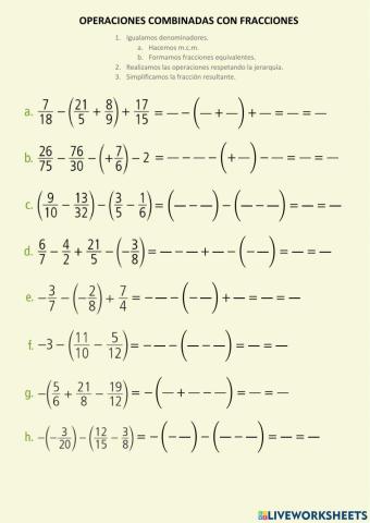 Operaciones combinadas con fracciones