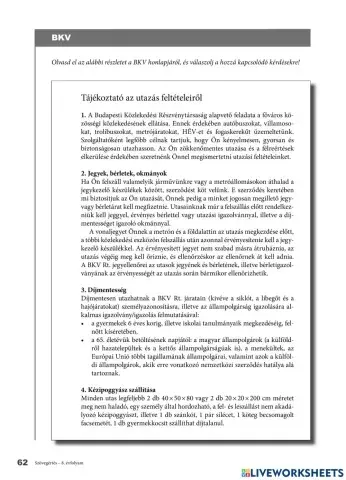 BKV - szövegértés