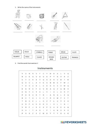 Instruments vocabulary