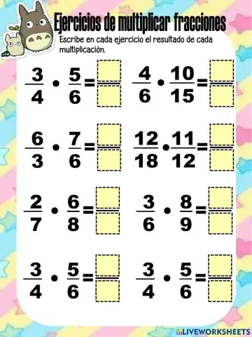 Ejercicios para multiplicar fracciones