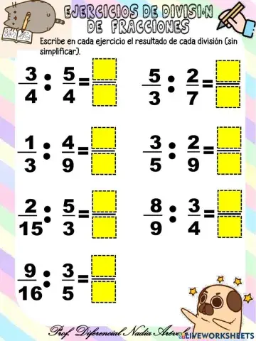 Ejercicios de división de fracciones