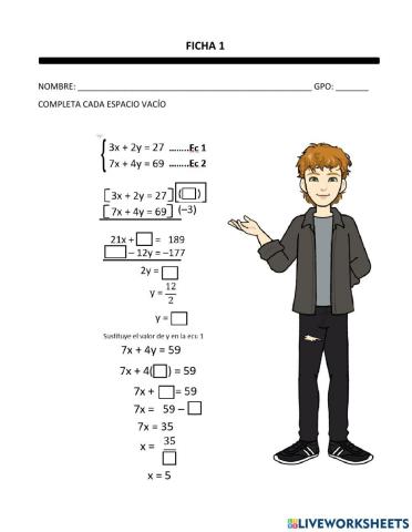 Ficha 1 sistema de ecuaciones