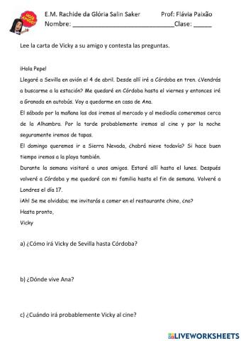 Práctica de lectura - futuro