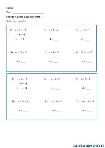 Solving Equations Part 1