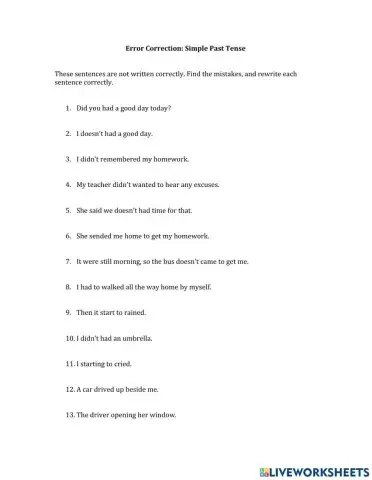 Error Correction: Simple Past Tense (and a bit extra)