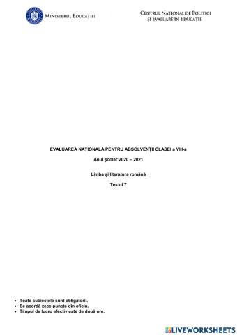 Test de antrenament nr. 7